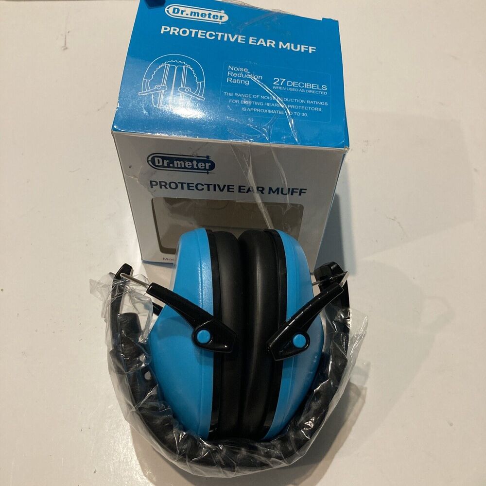 Dr Meter Protective Ear Muffs In Blue EM100B NRR 27dB Adjustable Fold-away